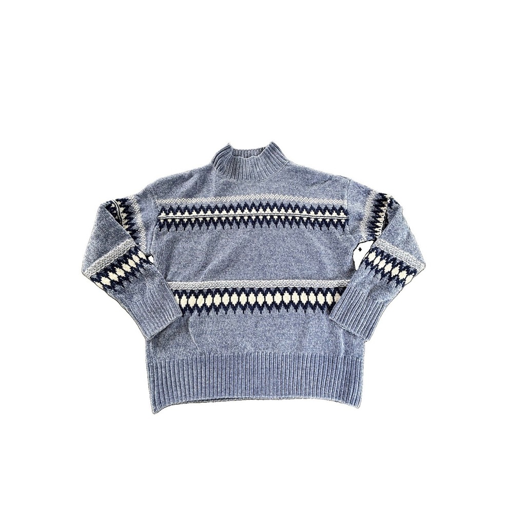 Christian Siriano Mock Neck Sweater Blue Womens Size Medium Cozy Streetwear